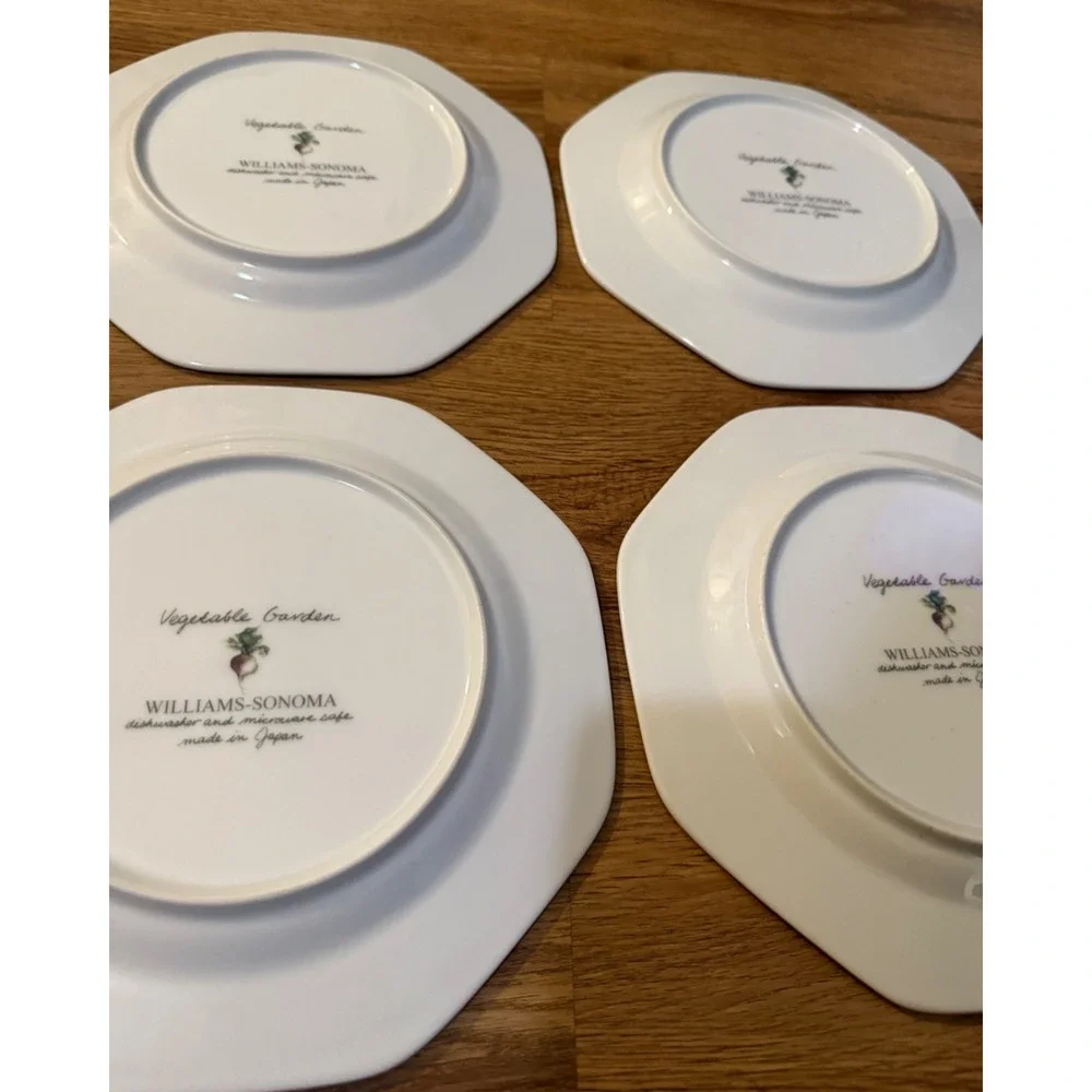 🥬 Williams-Sonoma Vegetable Garden Salad Plates – Set of 4 – 8.25